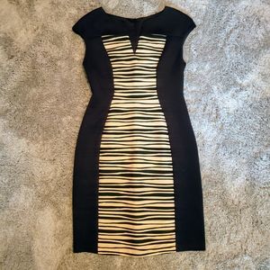 Black and cream sheath dress